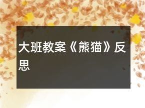大班教案《熊貓》反思