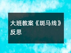 大班教案《斑馬線》反思
