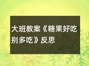 大班教案《糖果好吃別多吃》反思