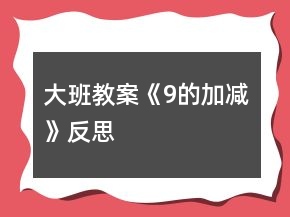 大班教案《9的加減》反思