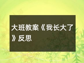 大班教案《我長大了》反思