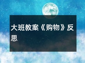 大班教案《購物》反思