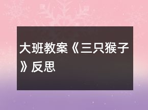 大班教案《三只猴子》反思