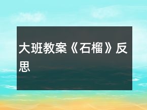 大班教案《石榴》反思