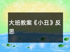 大班教案《小丑》反思
