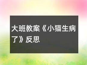 大班教案《小貓生病了》反思
