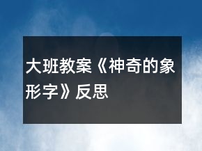 大班教案《神奇的象形字》反思