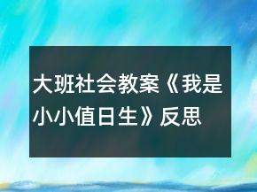 大班社會教案《我是小小值日生》反思
