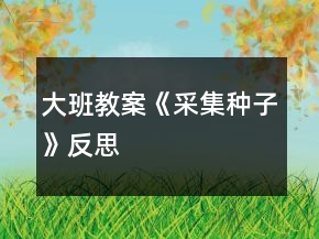 大班教案《采集種子》反思