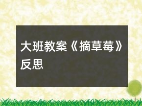 大班教案《摘草莓》反思