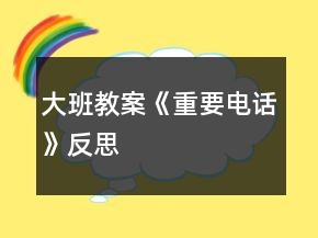 大班教案《重要電話》反思