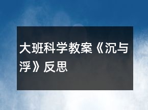 大班科學(xué)教案《沉與浮》反思