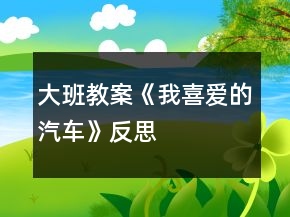 大班教案《我喜愛的汽車》反思