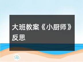 大班教案《小廚師》反思