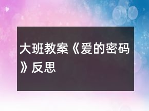 大班教案《愛的密碼》反思