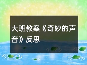 大班教案《奇妙的聲音》反思