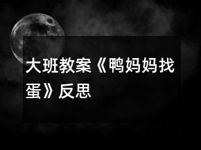 大班教案《鴨媽媽找蛋》反思