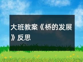 大班教案《橋的發(fā)展》反思
