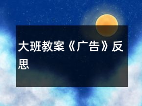 大班教案《廣告》反思