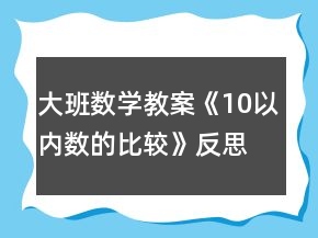 大班數(shù)學(xué)教案《10以內(nèi)數(shù)的比較》反思