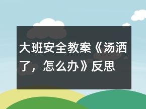 大班安全教案《湯灑了，怎么辦》反思