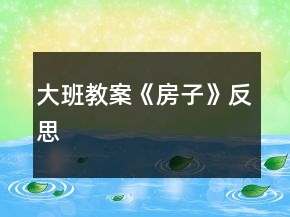 大班教案《房子》反思