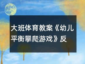 大班體育教案《幼兒平衡攀爬游戲》反思