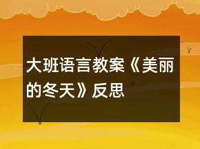 大班語言教案《美麗的冬天》反思