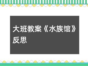 大班教案《水族館》反思