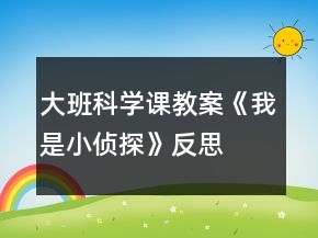 大班科學(xué)課教案《我是小偵探》反思