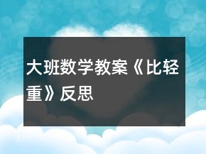 大班數(shù)學(xué)教案《比輕重》反思