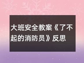 大班安全教案《了不起的消防員》反思