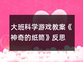 大班科學游戲教案《神奇的紙筒》反思
