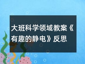 大班科學(xué)領(lǐng)域教案《有趣的靜電》反思