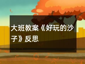 大班教案《好玩的沙子》反思