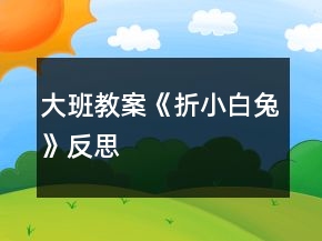 大班教案《折小白兔》反思