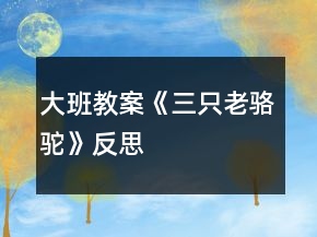 大班教案《三只老駱駝》反思
