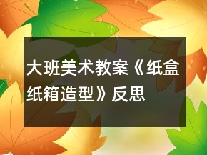 大班美術(shù)教案《紙盒、紙箱造型》反思