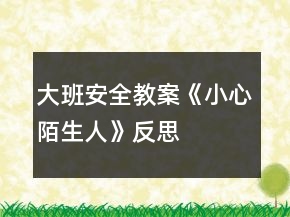 大班安全教案《小心陌生人》反思