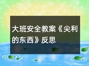大班安全教案《尖利的東西》反思