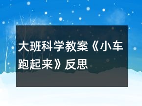 大班科學(xué)教案《小車跑起來》反思