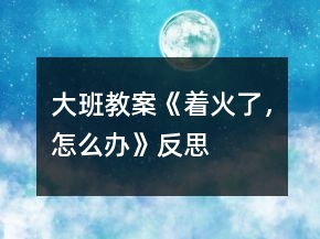 大班教案《著火了，怎么辦》反思