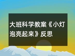 大班科學教案《小燈泡亮起來》反思