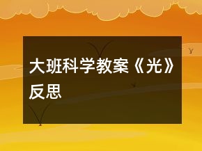 大班科學教案《光》反思