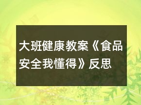 大班健康教案《食品安全我懂得》反思