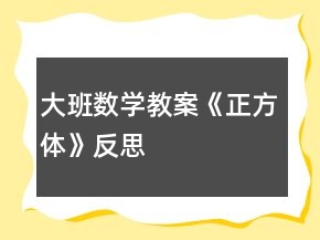 大班數(shù)學(xué)教案《正方體》反思