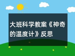 大班科學(xué)教案《神奇的溫度計》反思