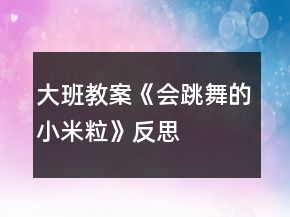大班教案《會跳舞的小米粒》反思