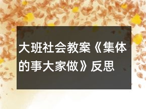 大班社會教案《集體的事大家做》反思