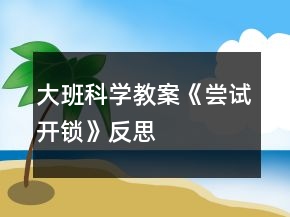 大班科學(xué)教案《嘗試開鎖》反思